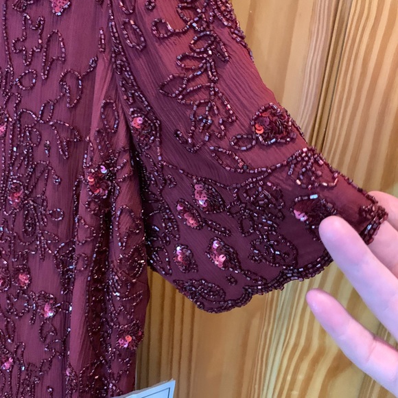 Roaman's Burgundy Beaded Blouse - Picture 5 of 7